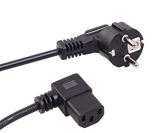 Maclean MCTV-802 Schutzkontakt gewinkelt auf Kaltgerätestecker Links abgewinkelt Netzkabel, schwarz (1,5m)