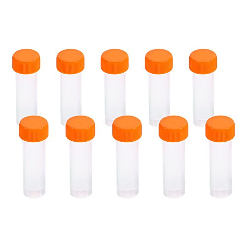 10pcs Plastikröhrchen 5ML mit Deckel,Kunststoff Reagenzgläser abgestuften Markierungen und Überwurfmutter für Labor
