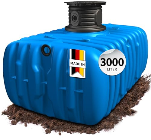 4rain Flat M Flachtank 3000 Liter mit Schachtverlängerung – Flacher Regenwassertank zur unterirdischen Regenwassernutzung – Robuster Erdtank für Gartenbewässerung und nachhaltige Wasserspeicherung
