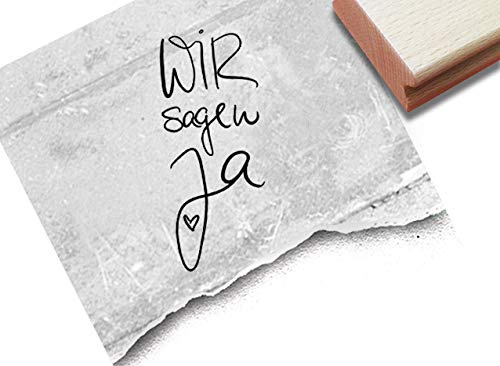 Stempel Hochzeitsstempel WIR SAGEN JA in Handschrift - Textstempel zur Hochzeit, für Einladungen Karten Heiratsanzeige Tischdeko - zAcheR-fineT