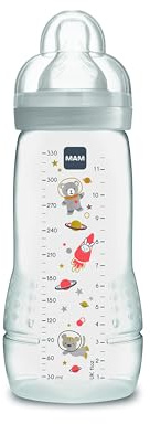 MAM Easy Active Babyflaska, med napp, storlek 3, ergonomisk, 4 månader, 330 ml, neutral