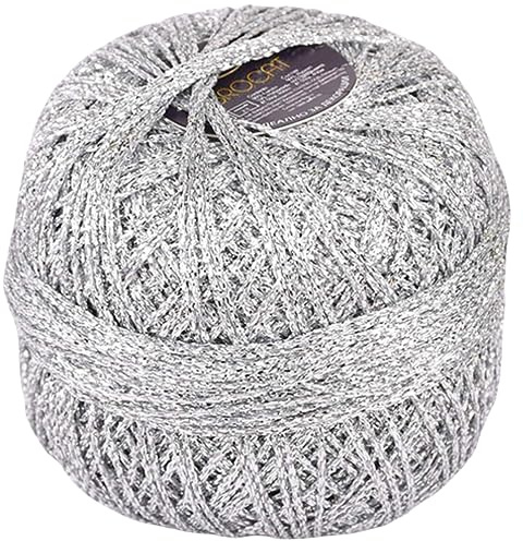Stenly Häkelgarn Metallic Glitter fein Silber DIY glitzern Garn350 m 50 gr