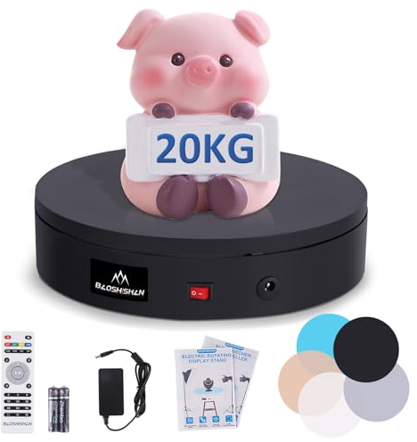 BAOSHISHAN Drehteller Elektrisch 20cm 20kg Elektrischer Drehteller mit Fernbedienung 360-Grad-Drehscheibe für Präsentation Fotografie