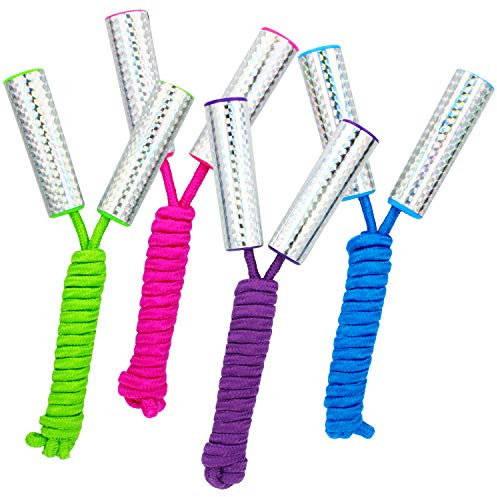 COM-FOUR® 4x Springseil für Kinder - 210 cm, Länge verstellbar - Sprungseil in bunten Farben mit Glitzer-Griff - Hüpfseil [Auswahl variiert] (04 Stück - Farbmix 2)