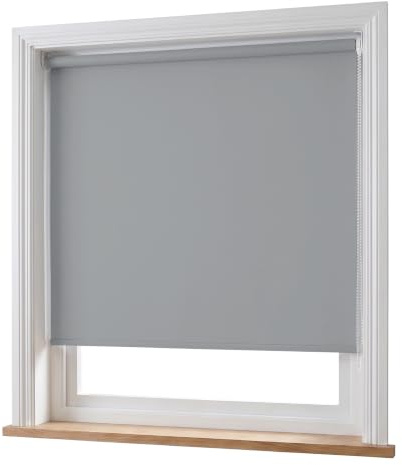 Home In Style 4U Roller Blinds Light Grey (120cm Wide x 165cm Long) | Thermal Insulated Blackout Roller blind Trimmable UV Protection Child Safety Easy Fit Home Office Window Blinds