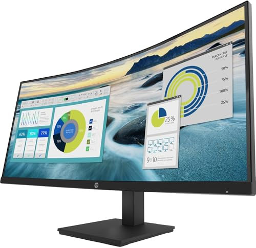 HP P34HC G4 34 WQHD Curved Screen Edge LED LCD Monitor - Vertical Alignment - 3440 x 1440-250 Nit - 100 Hz RR - HDMI - Display Port - Black