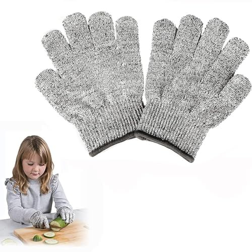 BetterJonny Guanti antitaglio per bambini, potente livello 5, protezione alimentare, guanti antitaglio per cucinare, intagliare e giardinieri per 5-8 anni, XXS