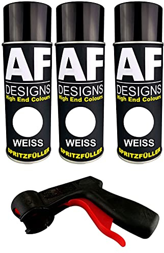 Alex Flittner Designs 3x Spritzfüller Spritzspachtel Spraydose weiss | 1K Spritzspachtel/Spritzfüller mit ausgezeichneter Haftung und sehr hoher Füllkraft