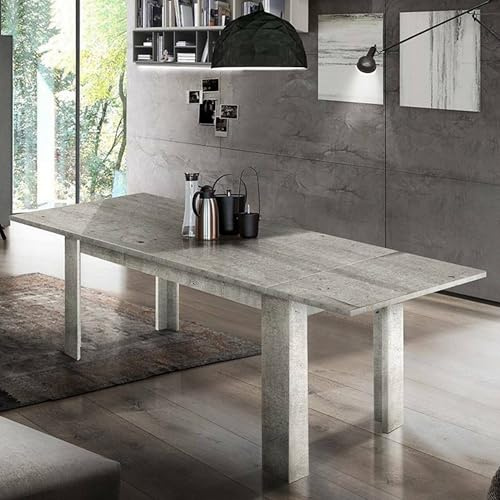 Dmora - Ausziehbarer Tisch Nanni, ausziehbare Konsole für bis zu 10 Sitzplätze, ausziehbare Konsole 100 % Made in Italy, 140/190 x 90 x 75 cm, grauer Marmor