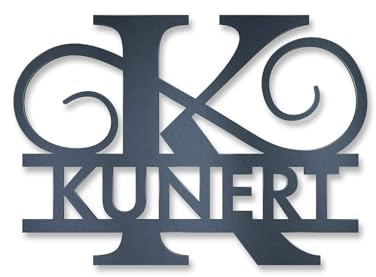 Metzler Türschild Edelstahl Monogramm, Personalisiertes Namensschild in Anthrazit RAL 7016, Individueller Schriftzug Klingelschild, Rostfreier & Wetterfest, Made in Germany, Größe: 44 x 30 cm