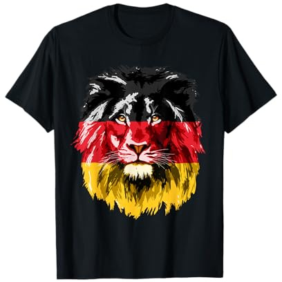 Deutschland Flagge - Germany Flag Lion Face Deutschland T-Shirt