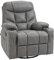 HOMCOM Recliner Armchair, Swivel PU Leather Manual Reclining Chair with Adjustable Leg Rest, Drink Holders, Side Pockets, Rocker Chair for Home Living Room, Light Grey