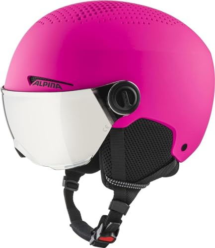 ALPINA ZUPO Visor Q-LITE - hochwertiger & sicherer Skihelm für Kinder, mit abnehmbaren Ohrenpolstern, mit kontrastverstärkendem Visier - pink matt - S (48-52 cm)