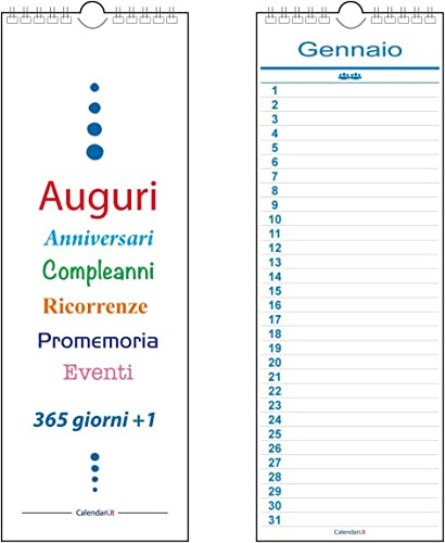 Calendario da muro Perpetuo Compleanni Scadenze Anniversari Ricorrenze Eventi Famiglia in Italiano (10x30)