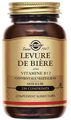 Solgar Levure de Bière - Beauté et Vitalité - Enrichie en Vitamine B12 - Hautement concentrée - Complément Alimentaire - Flacon de 250 comprimés