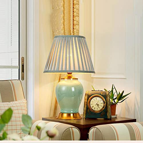 Chao Zan E27 lampada in ceramica hotel trim lampada da tavolo luce notturna ambiente lampada da studio camera da letto lampada da lettura HxD: 55x30 cm, (Lampadine non incluse) (Ceramica verde)