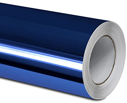 Folindo® Blau Chrom Autofolie (13€/m²) | 100 x 152 cm | Selbstklebende Luftkanal 3D Folie zur Auto Folierung | Blasenfrei
