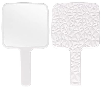 YCHMIR Quadratischer Handspiegel, Handspiegel, Reisespiegel | Rautenmuster, 22,9 x 13 cm, Weiß