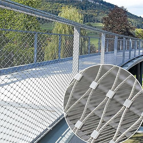 POCHY Flexibles Edelstahlgewebe, Drahtzaunrolle Cable Edelstahl-Seilnetz Balustrade Hängen für Brücke Treppe Balkon Anti-Fall Netz (Color : 5cm mesh, Size : 1.5x3m)