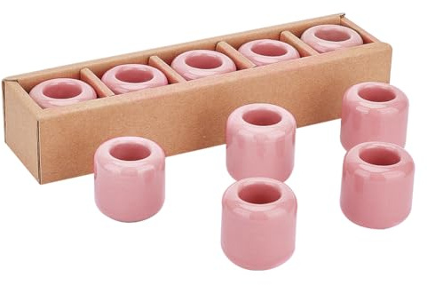 AHANDMAKER Lot de 10 bougeoirs en céramique rose - Mini carillon rituel - Pour conique, rituels, sorts, vigilance, autel, wiccan et plus - 1,8 cm de diamètre