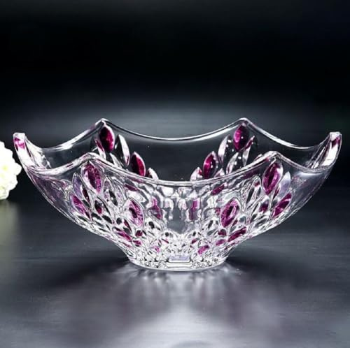 JUNYFFF Large Crystal Fruit Bowl, 24x10cm, Clear, Glass, Contemporary, Fruit Bowl, 3149373031