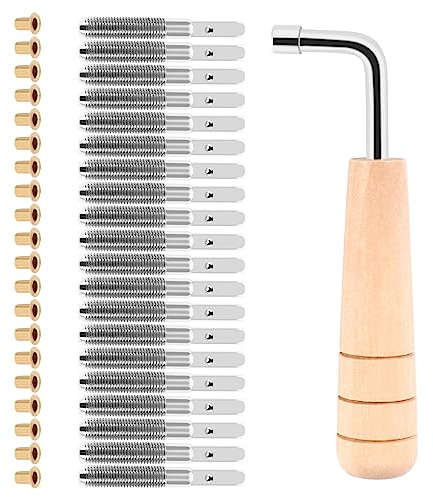 Iunipusy Premium Lyre Harfe Stimmnägel Set mit Nieten und L-förmigem Stimmschlüssel - für Musikinstrumente wie Hackbrett, Zither und Cembalo, 40-teiliges Set