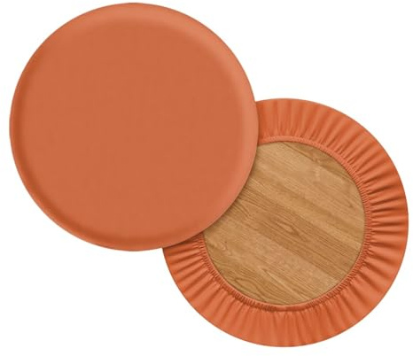 Wanyint Stuhlbezug für Barhocker, rund, super atmungsaktiv, dunkelorange bedruckt, 35,6 - 40,6 cm, Sattelhocker-Bezug für 2 Stühle