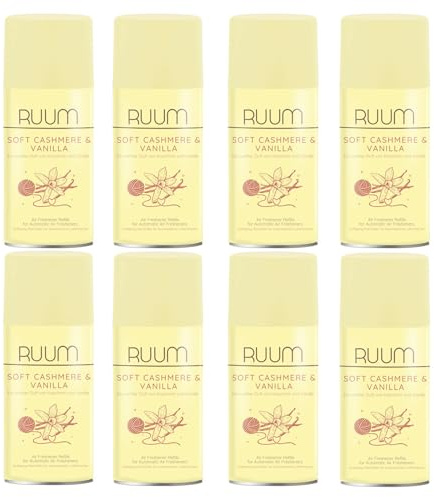 RUUM Lufterfrischer Nachfüller Soft Cashmere&Vanilla 250ml (8er Pack) | Raumduft-Spray-Nachfüller, kompatibel mit Freshmatic Max, weicher Kaschmir-Vanilleduft