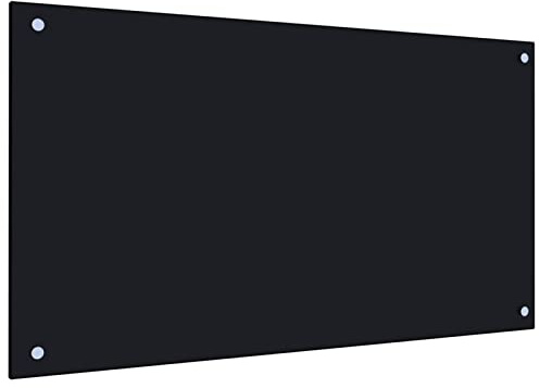 ARKEM Kitchen Backsplash Black 90x50 cm Tempered Glass,Tempered Glass Splashback for Kitchen, Toughened Glass Heat Resistant Splashbacks for Cookers - Pre-Drilled Holes with Fixing