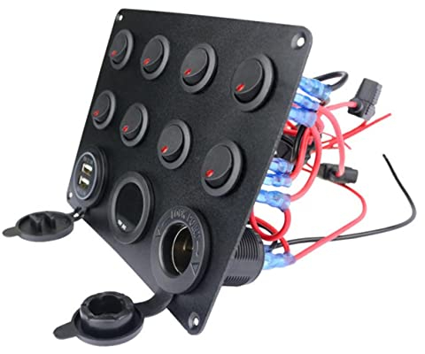 Gatuida 8-wege-cat-eye-panel mit 2 Usb-ladeanschlüssen 12-v- -v-bedienfeld für Den Einsatz Im Auto Boot und auf See