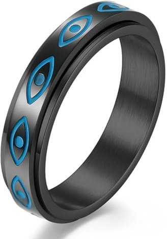 RobertDTesta Horus Edelstahl-Drehring,6Mm Horus-Drehring Aus Titan,Schwarz,5