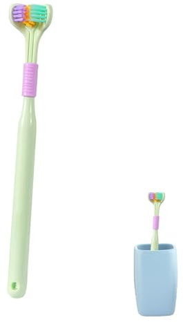 Moreeulsi Cepillo de dientes de 3 caras, cerdas de 19 | 5 cm y cepillo de dientes en forma de V, cepillo de dientes de cerdas y , cepillo de dientes sensorial para auti