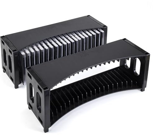Alavisxf Stackable CD Storage Rack - 2 Pack ABS Organizer Holds 40 Slim CD Cases, Ideal for Home, Office, Music Room
