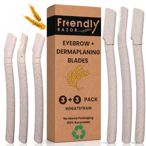 3+3 Dermaplaning and Eyebrow Blades for Face | Face Razors for Women | Facial Hair Remover | Eyebrow Razors for Peach Fuzz Removal & Skin Exfoliation