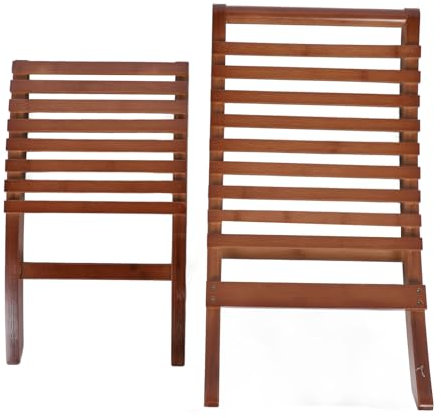 HELEVIA Holzstuhl, Dunkelbraun, Stilvoll, Klappbar, Ergonomisch, Hohe Rückenlehne, Stabile Unterstützung, Holz-Loungesessel für Outdoor, Camping, Garten, Terrasse