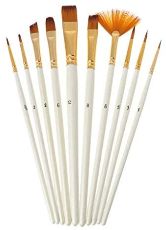 MOKLYF 10-teiliges Pinselset, Nylonhaar-Malpinsel, kurzer Stab, Öl- und Acrylpinsel, Aquarellstift, professioneller Künstlerbedarf(