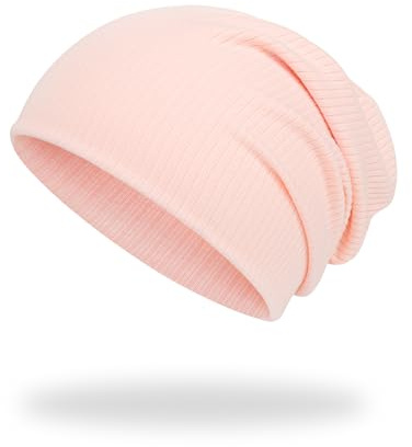 Kiiwah Slouch beanie-mössa, varma mjuka vintermössor pojkar flickor dubbla lager barnmössor småbarn baby stickad mössa för vår, höst och vinter, ROSA, M
