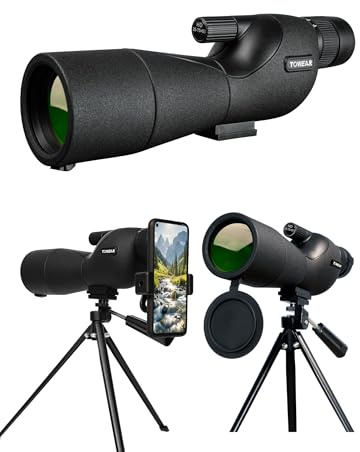 Spotting Scope Monocular Telescope High Magnification HD 25-75x60 Variable Multiplier Low Light Night Vision For Target Shooting Hunting Bird Watching Wildlife Scenery (KNS-001)