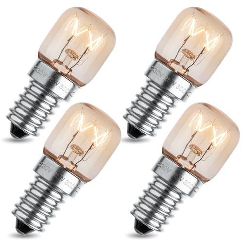Wesome Lighting Backofenlampe 25W, E14 230V Hitzbestand Glühbirne, Temperaturbeständig bis 300°C, 4 Stück