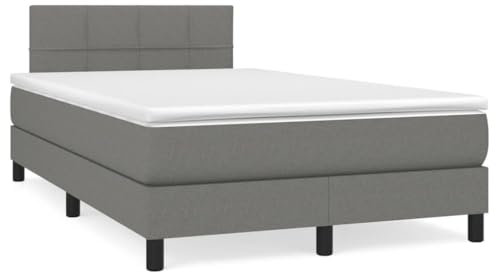 qohoio Boxspringbett mit Matratze & LED Bett Mit Bettkasten Bett Boxspringbett Betten Boxspringbett Mit Matratze Dunkelgrau 120x190 cm Stoff - 3270040