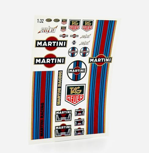 Waterslide Decal 1:32 Martini Racing Cars Slotcar Rothmans V8 Tuning Car Auto Modellbau Modellbahn Eisenbahn Abziehbilder Motorroad Oldtimer Youngtimer