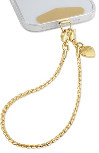 ROCONTRIP Phone Wrist Strap, Metal Mobile Phone Lanyard Wrist Chain for Women Girls, Phones Chain with Metal Tether Tab Wrist Strap for iPhone(Champagne Gold)