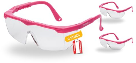 Gebol Safety Kids, 2 Schutzbrillen aus leichtem und kratzfestem Material, extra leichte Kinderbrille mit verstellbaren Bügeln, ideal für die Mithilfe beim Heimwerken, Pink