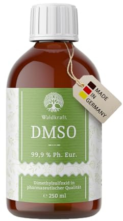 Waldkraft DMSO 99,9% Reinheit – 250 ml Dimethylsulfoxid in pharmazeutischer Qualität (Ph. Eur.) – Organisches Lösungsmittel in lichtgeschützter Braunglasflasche – Hergestellt in Deutschland