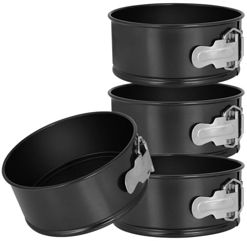 DUIBAOCHUN 4pcs 6 inch springform pan，spring form pan for cheesecake with a detachable bottom，cake molds suitable for baking kitchens（black）