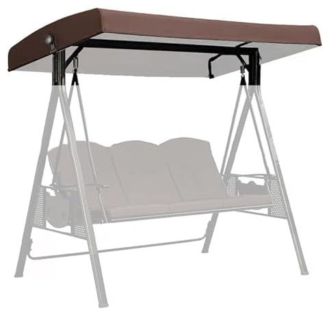 MXCZFC Garden Swing Canopy Replacement 3 seater, Swing Seat Canopy Replacement, Waterproof Windproof Anti-UV Garden Swing Seat Canopy Cover Heavy Duty Rip Proof Hammock Cover Top,Brown