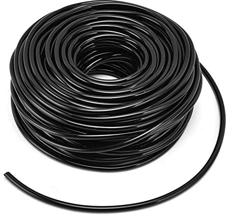 Jectse Tubo per Irrigazione a Goccia 4/7 da 164 Piedi, Tubo Flessibile per Irrigazione da Giardino, per Emettitori, Parti di Irrigazione e Sistemi a Goccia, Nero (50 M / 164 Piedi)