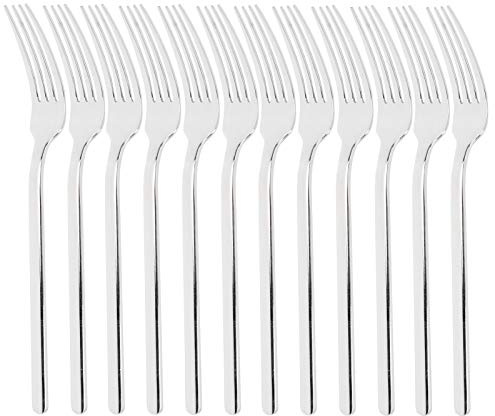 Juego de 12 tenedores de acero inoxidable 316, tenedores de carne espesados ​​para cocina, comedor, utensilios para comer pulidos con espejo de primera calidad con bordes