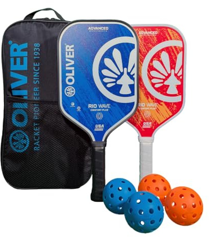 Oliver Pickleball Set inkl. 2 Pickleball Schläger, 4 Bällen und Tragetasche - für Anfänger & Freizeitspieler - USAPA-Zertifizierung - Fiberglas Oberfläche - Polymer-Wabenkern - Indoor & Outdoor