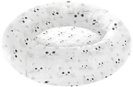 Tecknad söt vit katt husdjur hund säng ångestlindring fluffigare kattkudde säng för extra liten storlek husdjur sover